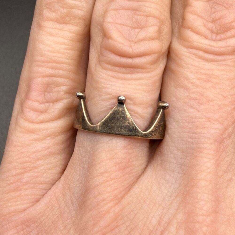 Vintage Sterling Silver 925 Crown Ring Tiara Princess Queen Band Size 6.25
